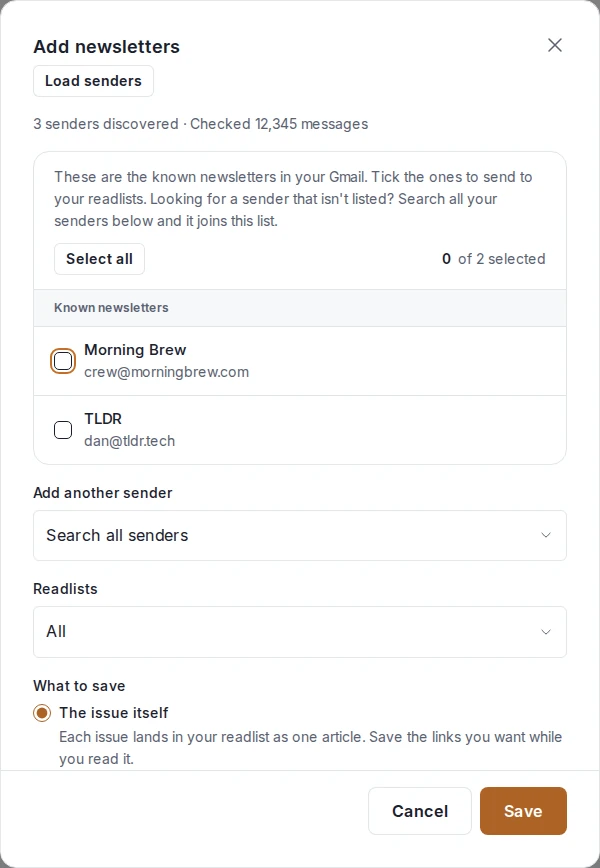 Add newsletters