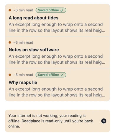 Saved offline on iOS
